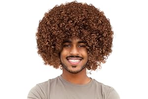 Joy Join Unisex Short Fluffy Afro Funny Wigs for Halloween,Holiday Party Clown Costume