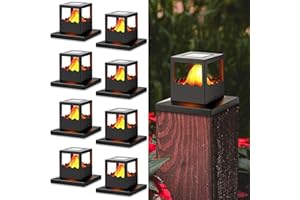 mopha Solar Post Cap Lights, 8 Pack Fence Post Solar Lights, Warm White High Brightness Solar Deck Post Lights, IP65 Outdoor Post Lights for 4x4 5x5 6x6 Posts, Garden Fence Patio Yard Decoration