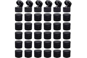 OLYCRAFT 36pcs 20/410 Black Flip Top Caps Plastic Open Caps Replacement Flip-Top Cap 20mm Inner Diameter Dispensing Cap for Shampoo Moisturizer Squeeze Bottles - 0.12 inch Orifice