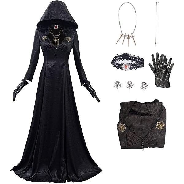 Amazon.com: HHHX Lady Dimitrescu Cosplay Costume Womens Vampire Halloween  Party Long Dress Outfit with Hat Necklace Set S/M : Clothing, Shoes &  Jewelry