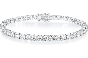 Gemsme 18K White/Yellow Gold Plated 3.0 Cubic Zirconia Classic Tennis Bracelet for Women and Men 6-9 Inches