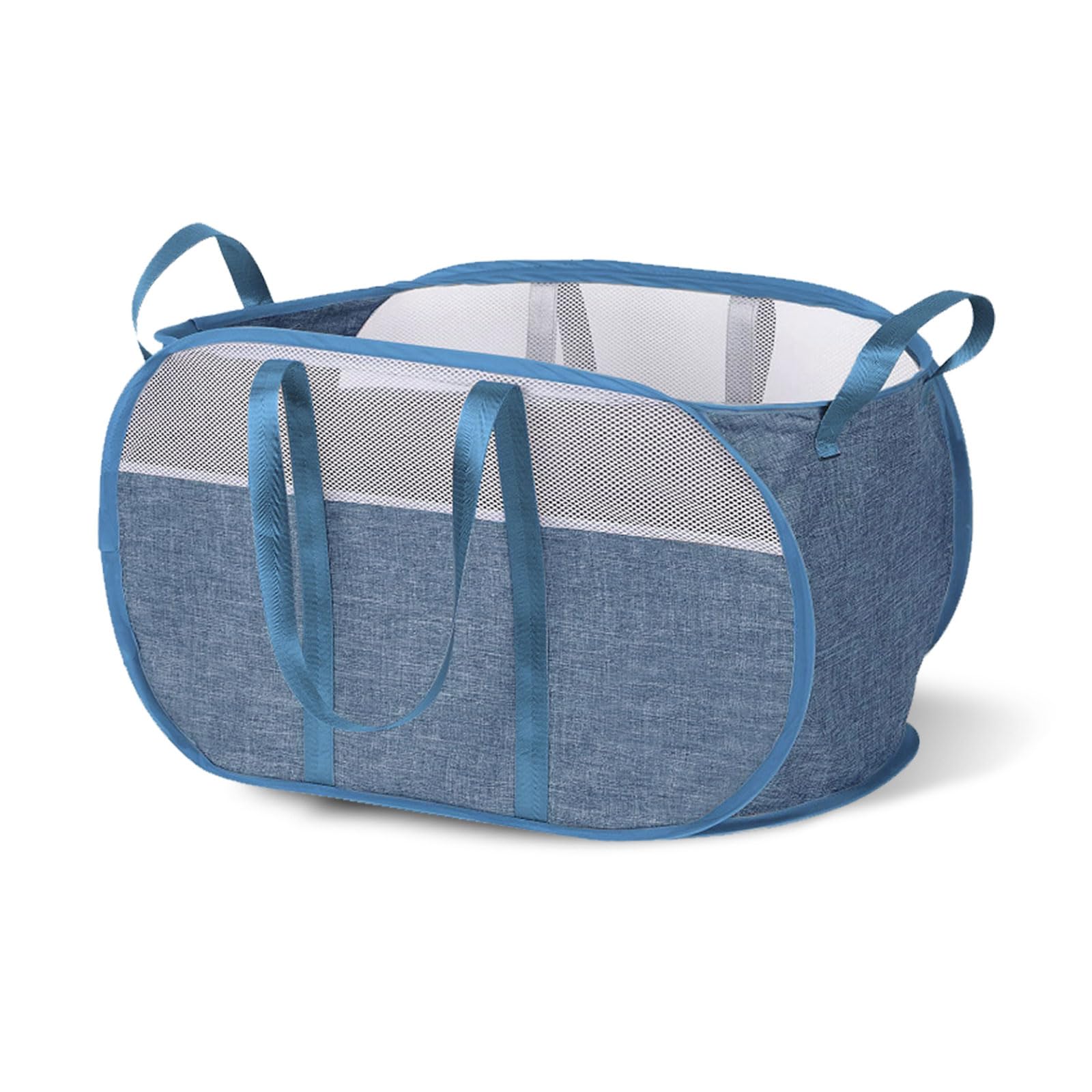 Pop Up Laundry Baskets, Laundry Basket Collapsible 65L Laundry Bag, Washing Basket With Handles Pop-Up Laundry Hampers, Washing Bins For Laundry Washroom Dorm Bathroom Trave (Blue)