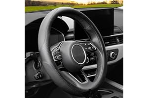 YHONGJT Soft Microfiber Leather Anti-Slip Car Steering Wheel Cover, Universal Fit 15 Inch for Women Girls, Fit Vehicles, Sedans, SUVS, Vans, Trucks - Black