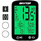 BKVTOP Wireless GPS Bike Computer, 50g, 2.4" Screen, IPX7, 28H Runtime | Bicycle Speedometer Odometer, Green Auto Backlight, Auto Start Stop, MPH/KMH, Altitude and Gradient Data