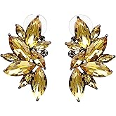 Black Rhinestone Statement Drop Earrings for Women Vintage Fancy Cluster Crystal Pageant Earrings Minimalist CZ Earrings Wedding Prom Accessories