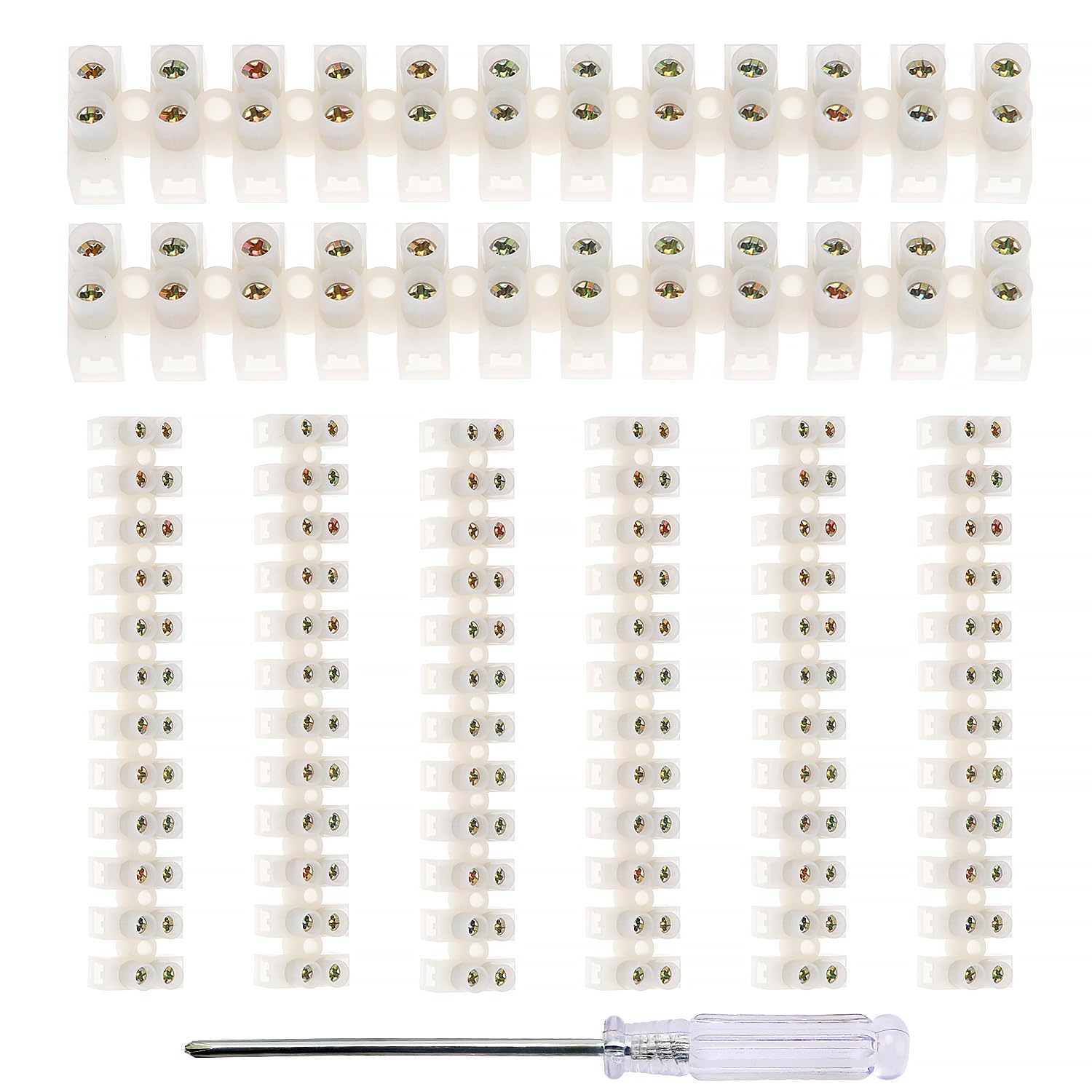 YIXISI 8 PCS Dual Rows 12 Way Chocolate Terminal Blocks with Screwdriver for Wiring Cable
