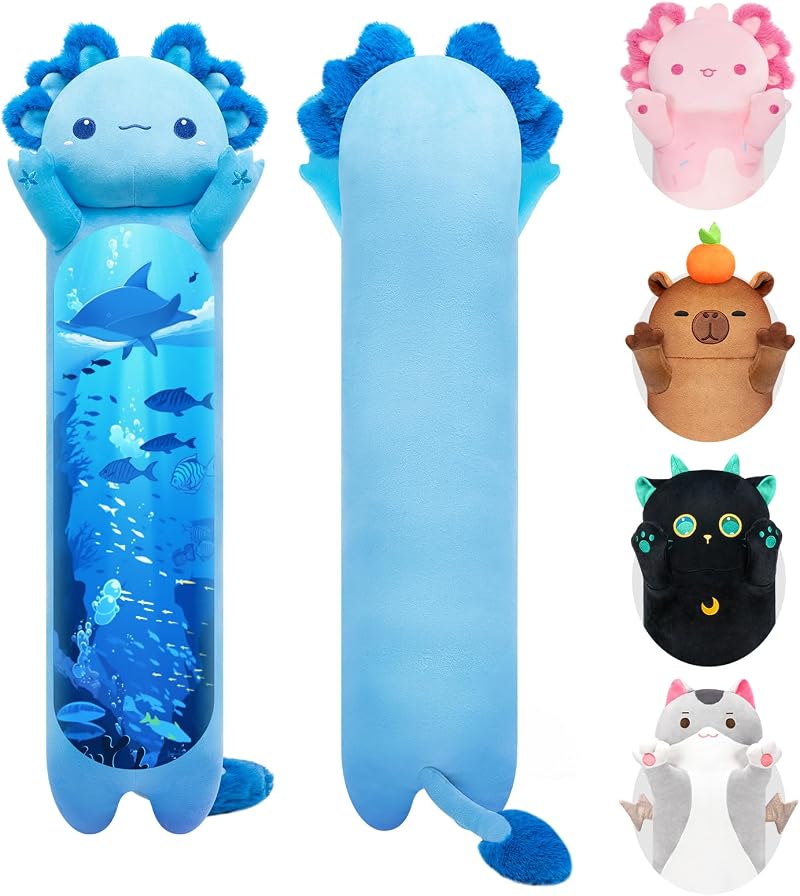 Mewaii Blue Axolotl Plush 20 Inch Long Body Pillow Soft Toy Sleeping Pillow