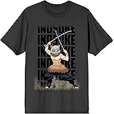 Demon Slayer Inosuke Hashibira Crew Neck Short Sleeve Charcoal Men's T-Shirt