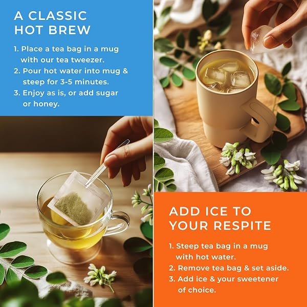 GYA TEA CO MORINGA HERBAL TEA BAGS (100 BAGS) – CAFFEINE FREE WITH A TANGY FLAVOR FOR ALL DAY COMFORT, CALMING, RELAXING & NOURISHING – FRUIT & HERBAL BLENDS