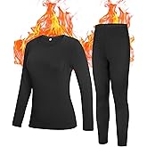 Roadbox Thermal Underwear Sets for Women, Long Johns Fleece Lined Top & Bottom, Warm Skiing Base Layer Cold Weather Winter