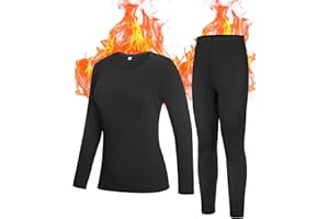 Roadbox Thermal Underwear Sets for Women, Long Johns Fleece Lined Top & Bottom, Warm Skiing Base Layer Cold Weather Winter