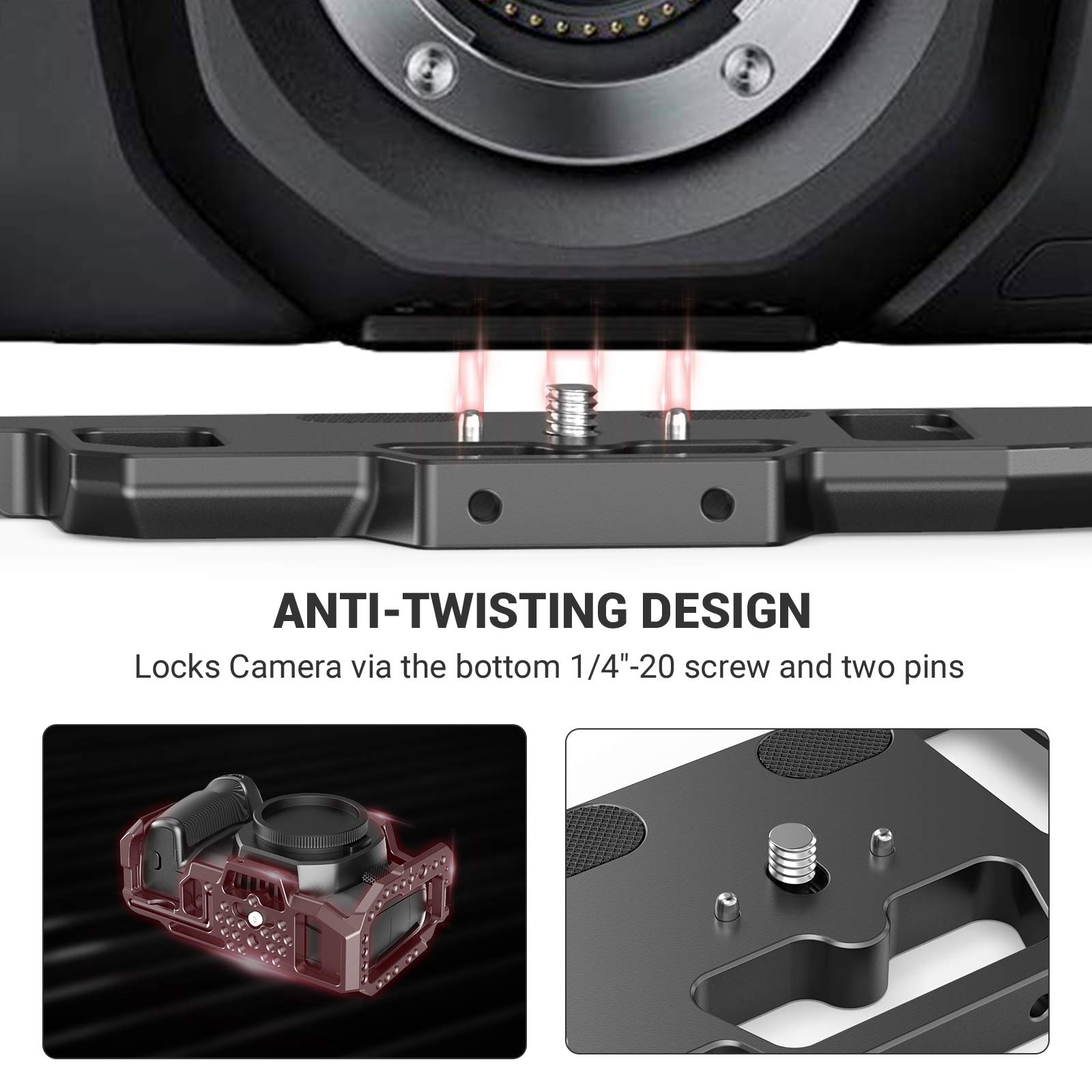 [New Version] SMALLRIG BMPCC 4K & 6K Cage for Blackmagic Design Pocket Cinema Camera 4K & 6K w/Cold Shoe, NATO Rail – 2203