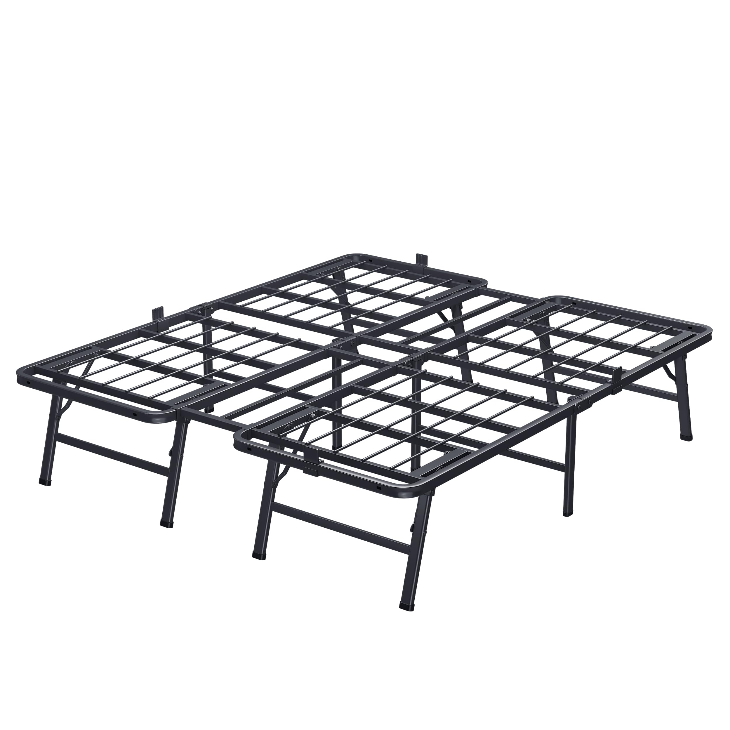 Photo 1 of VIPSHOW 18 Inch Queen Metal Bed Frame Folding Bed Frame Tool-Free Assembly Mattress Foundation No Box Spring Needed Platform 2500lbs Heavy Duty Steel Slats, Noise-Free, Easy Assembly, Black