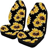 Yuudar Car Front Seat Covers, Universal Sunflower PrintingCar Seat Protector Seat Cushion Full Cover Fit Most Car,Truck,SUV,Van (Sunflower-2PC)