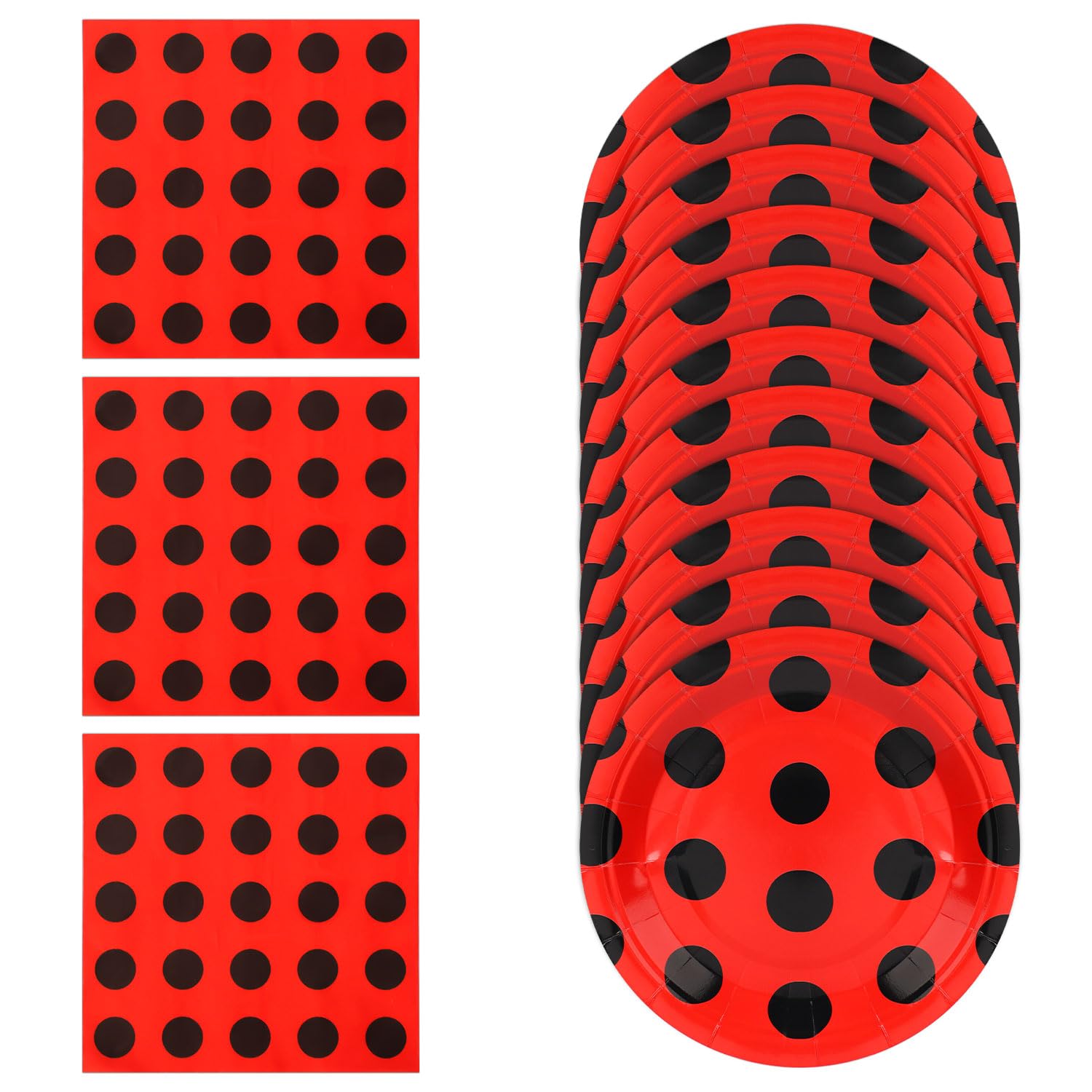 NQEUEPN 40pcs Miraculous Ladybug Party Decorations, Ladybug Party Paper Plates Ladybug Napkins Party Tableware Sets for Boys and Girls Baby Shower Party Supplies