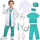 SIZGAROOT Doctor Costume for Kids Toddler Girls Boys Doctor Costume with Lab Coat Halloween Party Dress Up