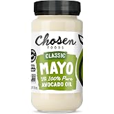 Chosen Foods Classic Mayo, 24 Fl Oz - 100% Pure Avocado Oil-Based Mayonnaise - Non-GMO, Gluten-Free, Keto Friendly - 710 mL Glass Jar (Pack Of 1)
