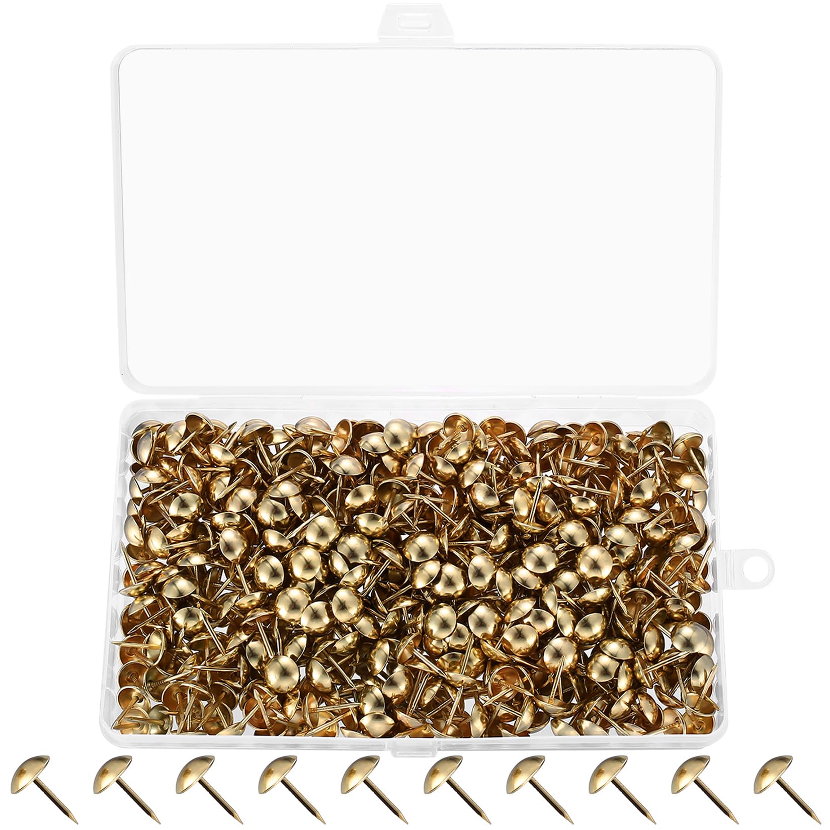 Tenbrachian 580 Pcs Upholstery Tacks, Antique Upholstery Pins, Bronze Nails, Vintage Decorative Thumb Tacks, Round Head Furniture Pin, Thumbtacks Push Pins for Wood Sofa(Gold)