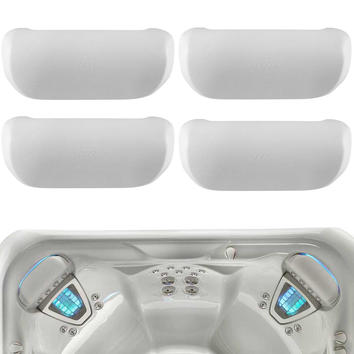 Photo 1 of 4-Pack 77228 1411501 Spa Neck Pillow Replacement for 2014-Current Hot Spring Highlife Collection Series Hot Tub, Cool Grey Spa Headrest