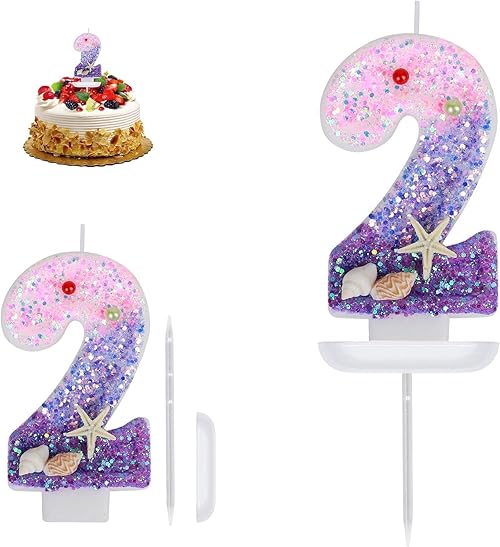 Mermaid Birthday Cake Decorations Number Candles for Little Mermaid Cake Number 4 Candle for Mermaid Party Girl's 4st Birthday Mermaid Cake Topper Number Candles for Cakes Number (0)