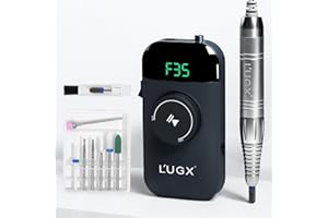 L'UGX Nail Drill 35000RPM Professional Brushless Electric Nail Drill Machine, Rechargeable Cordless Nail Efile for Acrylic Gel Nails, 8Pcs Nail Drill Bits, Low Noise Low Vibration