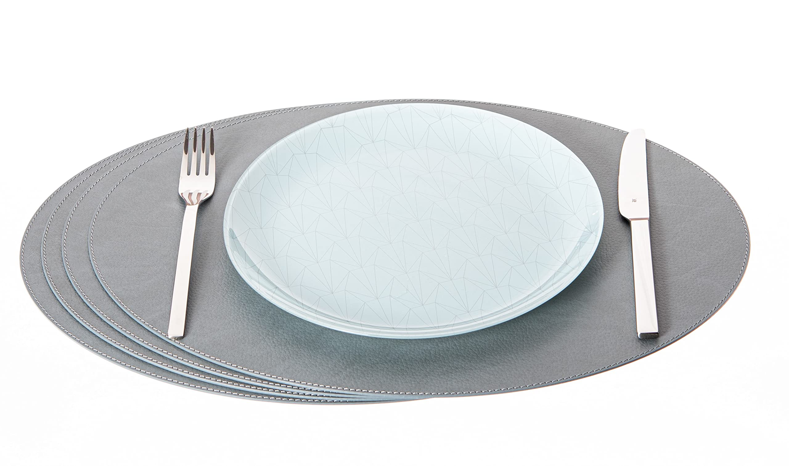 New Nikalaz Set of Oval Placemats, 4 table mats, place mats 45.7 x 33.02 cm (Dirty Grey)