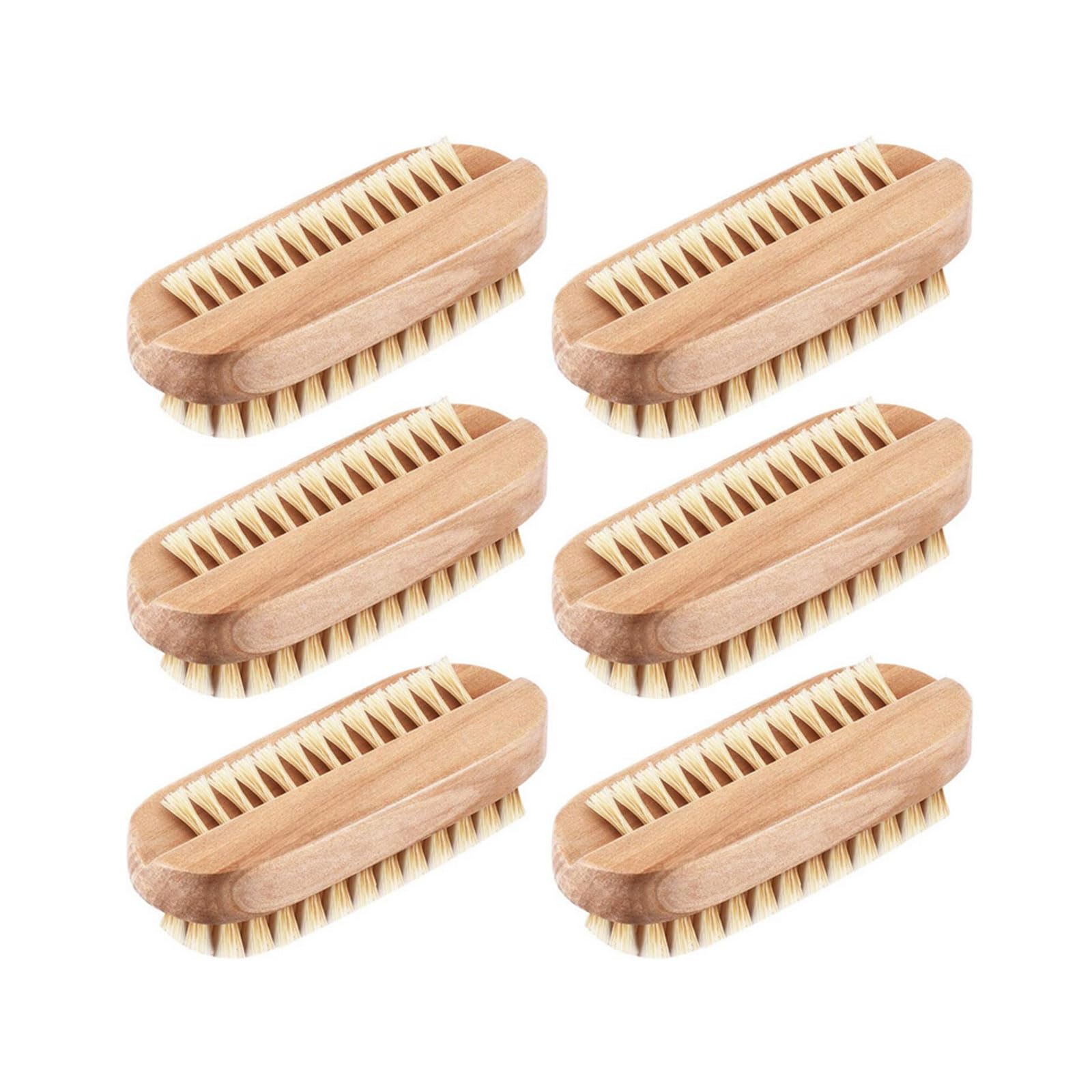 rflaueo 6pcs Wooden Nail Brush Double Sided Scrub Wood Nail Brush for Toes Nails Hands Garden Salon(U94-6)