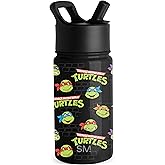 Simple Modern Kids Summit Water Bottle with Straw lid | Teenage Mutant Ninja 14oz Turtles Stainless Steel Cup Insulated Tumbler for Toddlers, Boys, School | TMNT Turtles Unite