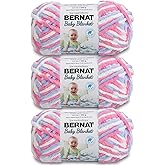 Bernat Baby Blanket Pink/Blue Ombre Yarn - 3 Pack of 100g/3.5oz - Polyester - 6 Super Bulky - 72 Yards - Knitting/Crochet