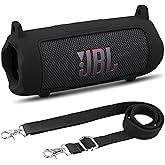 khanka for JBL Flip 7 Waterproof Portable Bluetooth Speaker Silicone Case,Soft Protective Sleeve Cover with Shoulder Strap for JBL Flip 7 Speaker (Black)