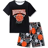 Mikrdoo Boys Pajamas Short Sleeve Summer Cool PJs Set 2-Piece Cozy Sleepwear for Kids Size 6-16 Years