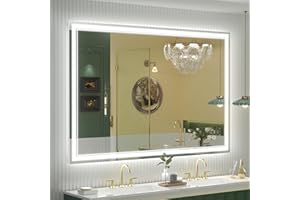 OKPAL 48x40 LED Bathroom Mirror with Lights, Anti-Fog Lighted Bathroom Mirror, Dimmable Lighted Mirrors for Bathroom Wall, LED Vanity Mirror, Shatterproof, ETL Listed (Front & Backlit)
