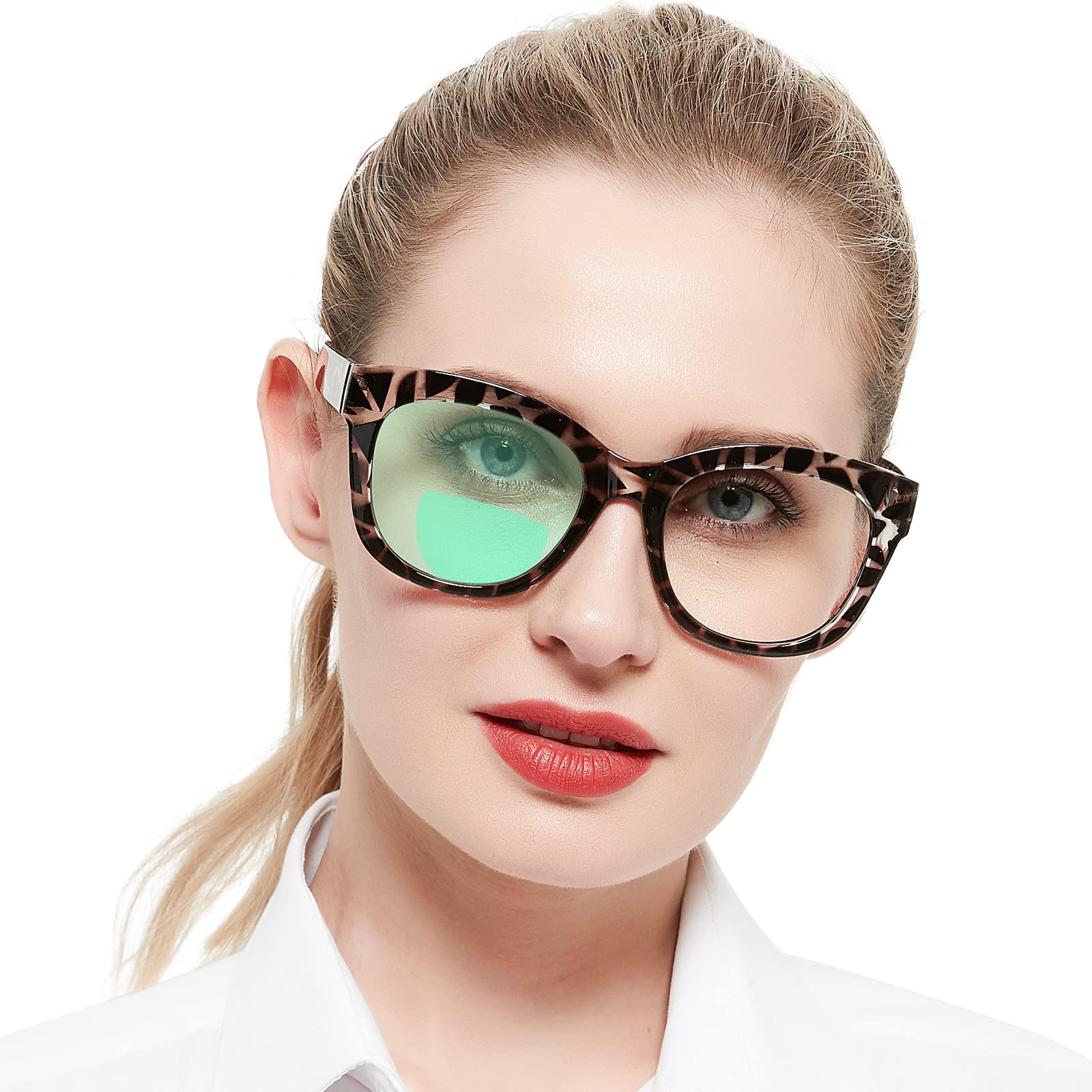 Photo 1 of AEZUNI Oversized Bifocal Reading Glasses Women Big Frame Blue Light Readers 1.00 1.25 1.50 1.75 2.00 2.25 2.50 2.75 3.00 3.50 (Leopard,2.5)