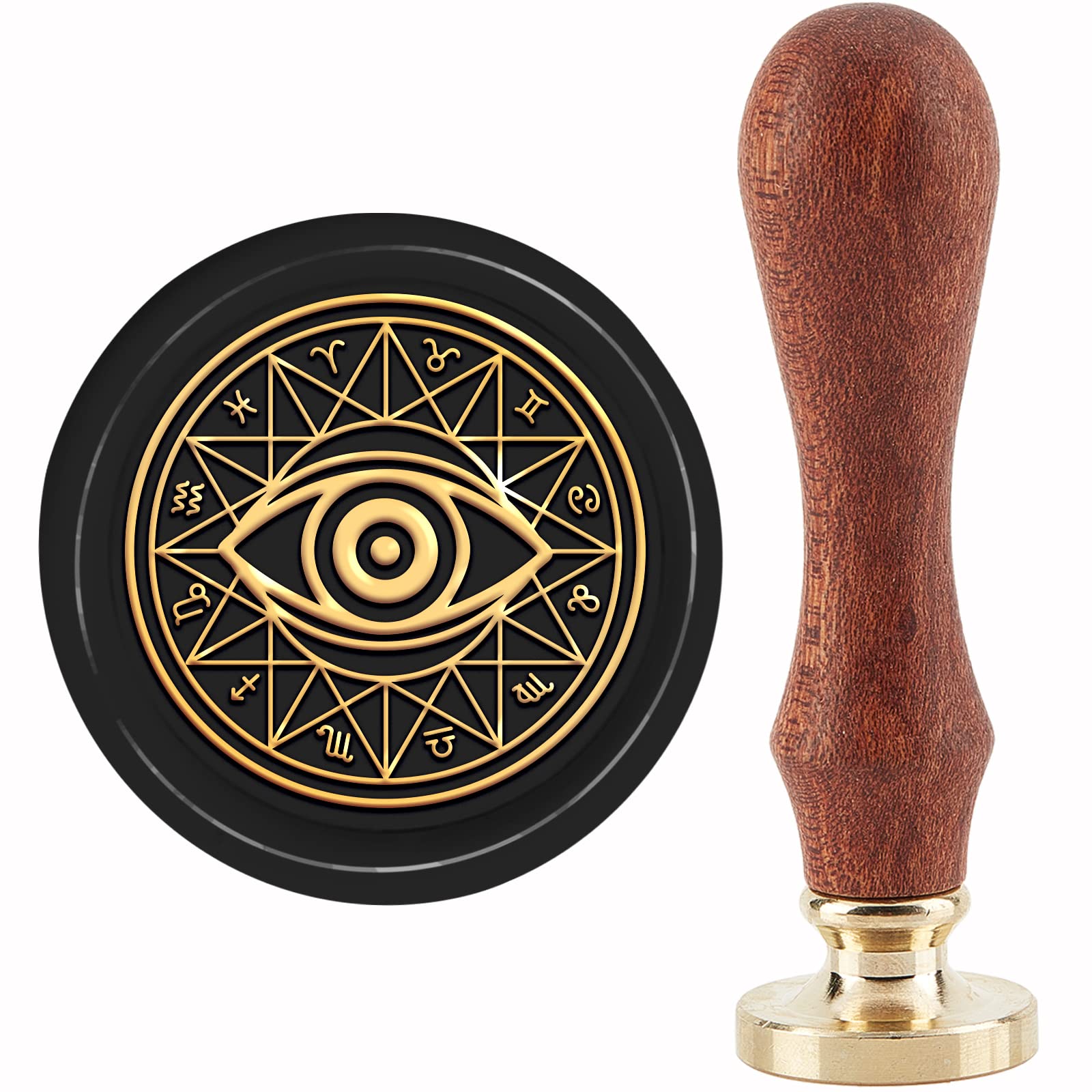 CRASPIRE Eye of Horus Wax Seal Stamp Constellation Magic Circle Sealing Stamp Copper Seals 30mm Retro Removable Brass Stamp Head with Wooden Handle for Envelopes Wedding Christmas Invitations