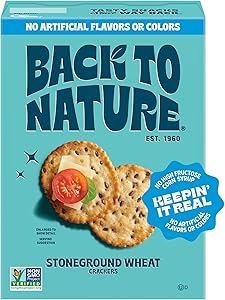 Back to Nature Stoneground Wheat Crackers, Non-GMO, Plant-Based Snack Cracker, Made with Whole Grains & Flax Seed, Snack Happ