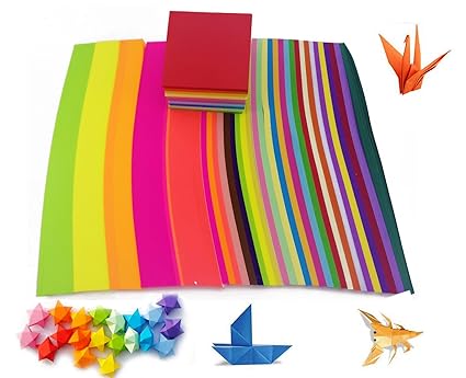 3220 Sheets Isusser Double Sided Origami Paper Included 1350 Sheets Origami Paper Star Strips Paper 1350 Sheets Fluorescent Origami Star Paper And