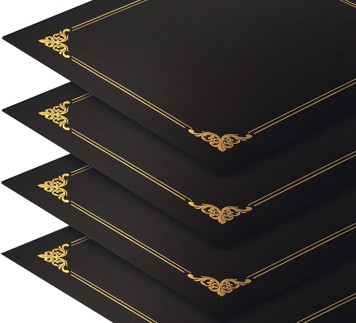 25 Pack Black Certificate Holders, Diploma Holders, Document Covers with Gold Foil Border, by Better Office Products, for Letter Size Paper, 25 Count, Black : Office Products