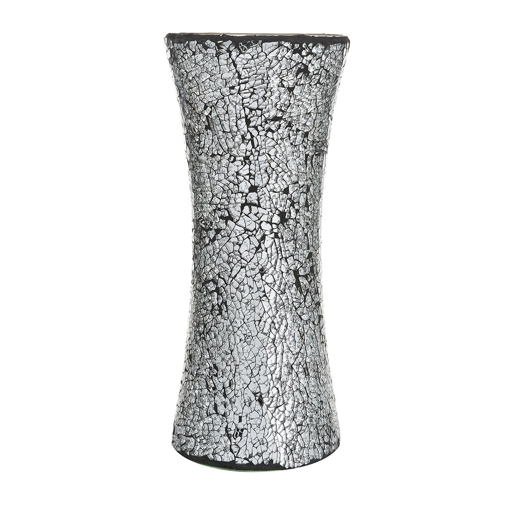 London Boutique Vase Cylinder Handmade Mosaic Glitter Vase Decorative Sparkled Glass gift present (Cylinder Black)