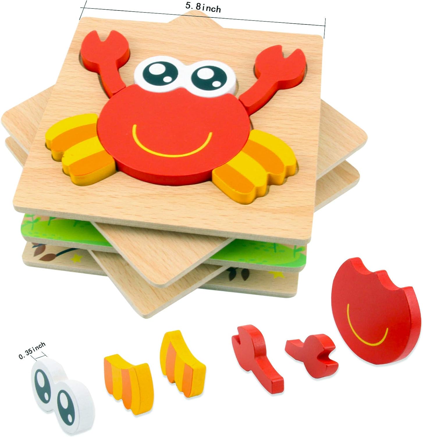 Wooden Puzzles for Toddlers, WOOD CITY Animal Jigsaw Puzzles for Kids 1 2 3 Years Old, Educational Montessori Toys for Boys and Girls (6pack): Toys & Games