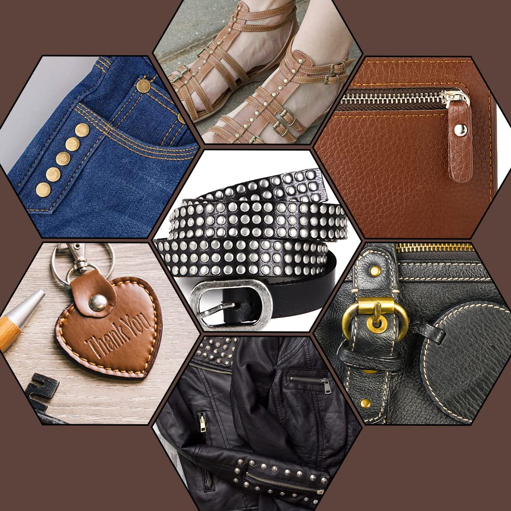 TLKKUE 240 Sets Rivets for Leather 3 Sizes Double Cap Rivets Tubular 4 Colors Leather Rivets with Rubber Hammer Fixing Tool Kit 4 Pieces for DIY Leather Craft Clothes Shoes Decoration and Repair