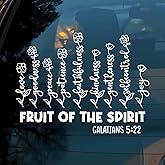 Fruit of The Spirit Car Decal Funny Flower, Christian, Pastor Quotes, Religious, Jesus, Bible Verse Humor Car Window Accessories Affirmations Vinyl Waterproof 6 Inches Bumper Sticker Gift for Mom Dad