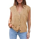 Cicy Bell Womens V Neck Sweater Vest Casual Button Down Knit Vest Outerwear Sleeveless Trendy Cardigans
