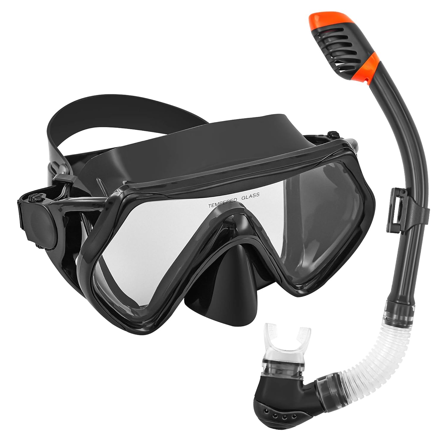 Seals Snorkel Set for Adults, AntiFog Tempered Glass Men Snorke Diving Mask, Anti Leak Snorkel