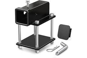 Ohuhu RV Bumper Hitch Receiver Adapter, Bolt-on 2" Receiver for 4" to 4.5" Beam with Hitch Bin and Cover, 200Lbs Tongue Weigh