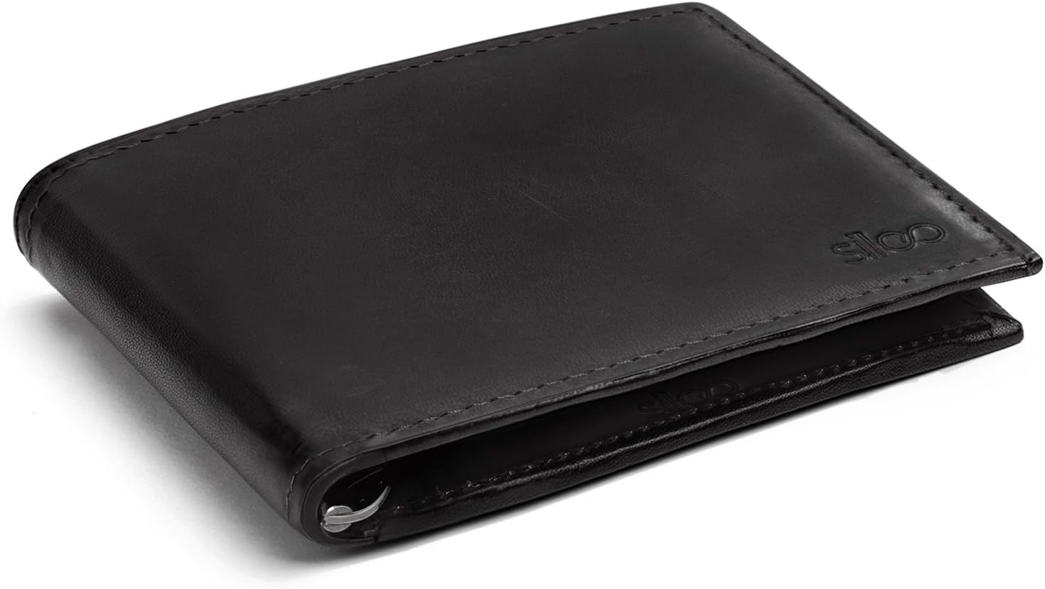 Black Genuine Leather Wallet BILL with RFID Protection and Vintage Look. Extra Slim without Coin Pocket by SILEO®