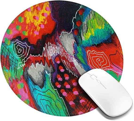 Art Painting Mouse Pad, Round Cute Customized Washable Non