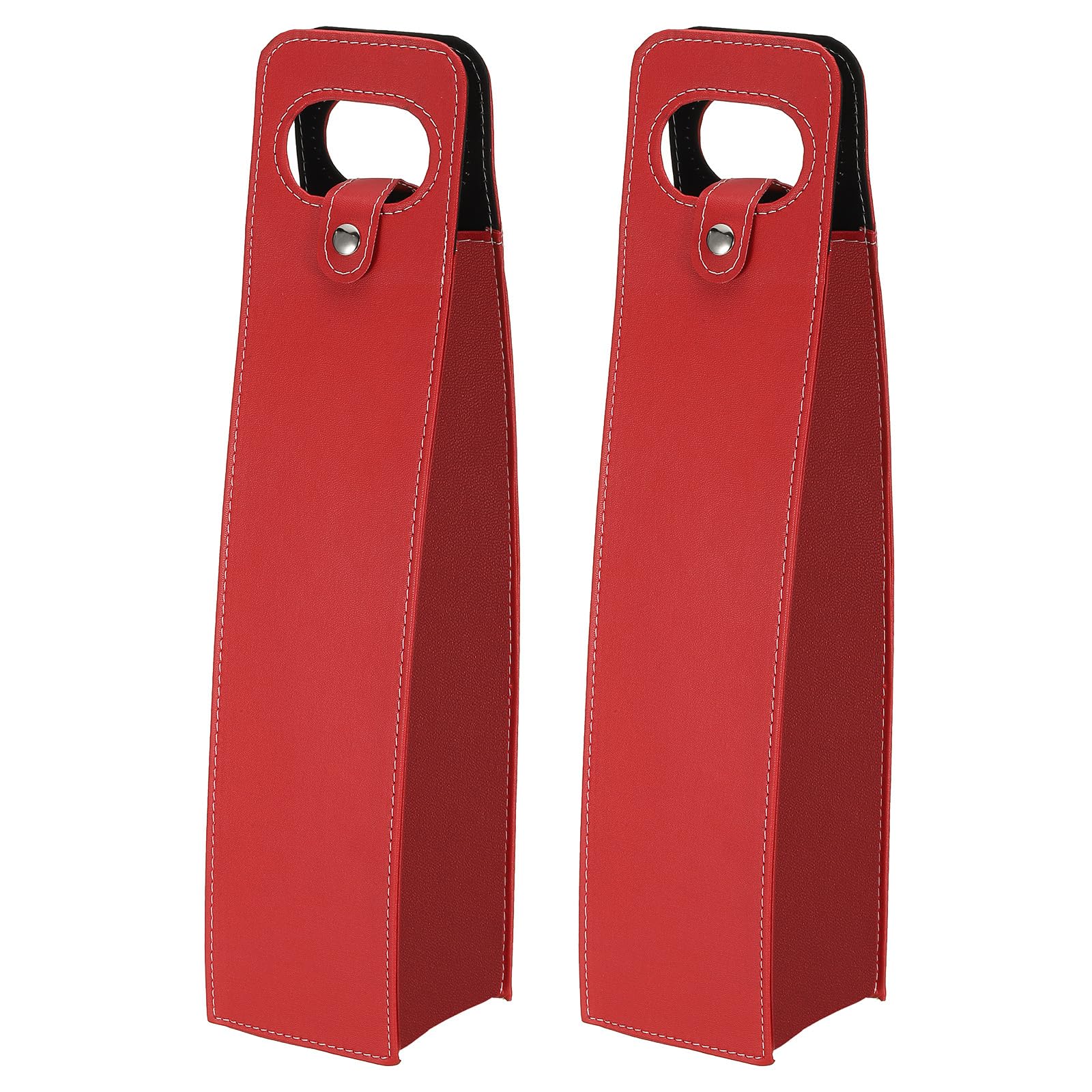 PATIKIL Wine Gift Bag, 2 Pack Wine Bag Reusable Leather Wine Tote Carrier for Wine Bottles Portable Champagne Gift Bags for Picnic Party Wedding, Red