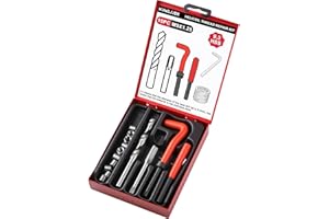 KUNGJUER Metric Thread Repair Insert Kit, M9X1.25mm helicoil Thread Repair kit with HSS Drill Bits, Rethreading Inserts Tool Set for Damaged Thread Repairing with Carry Case