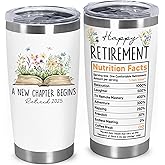 Affordali Retirement Gifts For Women 2025 - A New Chapter Begins Tumbler - Retired Gift For Boss Female, Happy Retirement with Nutrition Facts Gifts For Coworker Lady, Mothers Day Gift Chirstmas