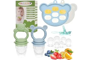 WAJIAYON Baby Breastmilk Popsicle Molds & Baby Fruit Feeder (4 Pack), Baby Food Freezer Tray Storage Containers, Silicone Teething Pacifier Feeder and Teether for Babies,Baby Feeder（Green）